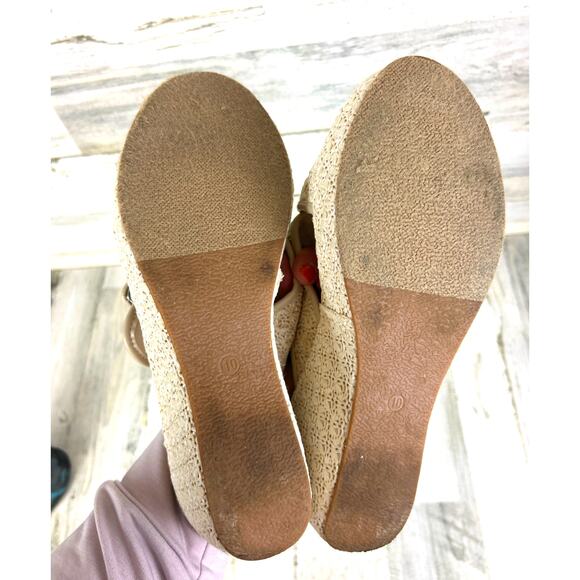 Seychelles Women’s 10 Beige Slip-On Platform Faux Leather Buckle Wedge Sandals - Picture 7 of 9